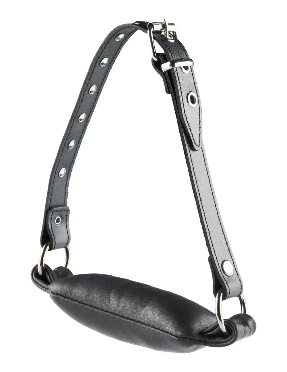 Bit gag imbottito in vera pelle con cinghia regolabile