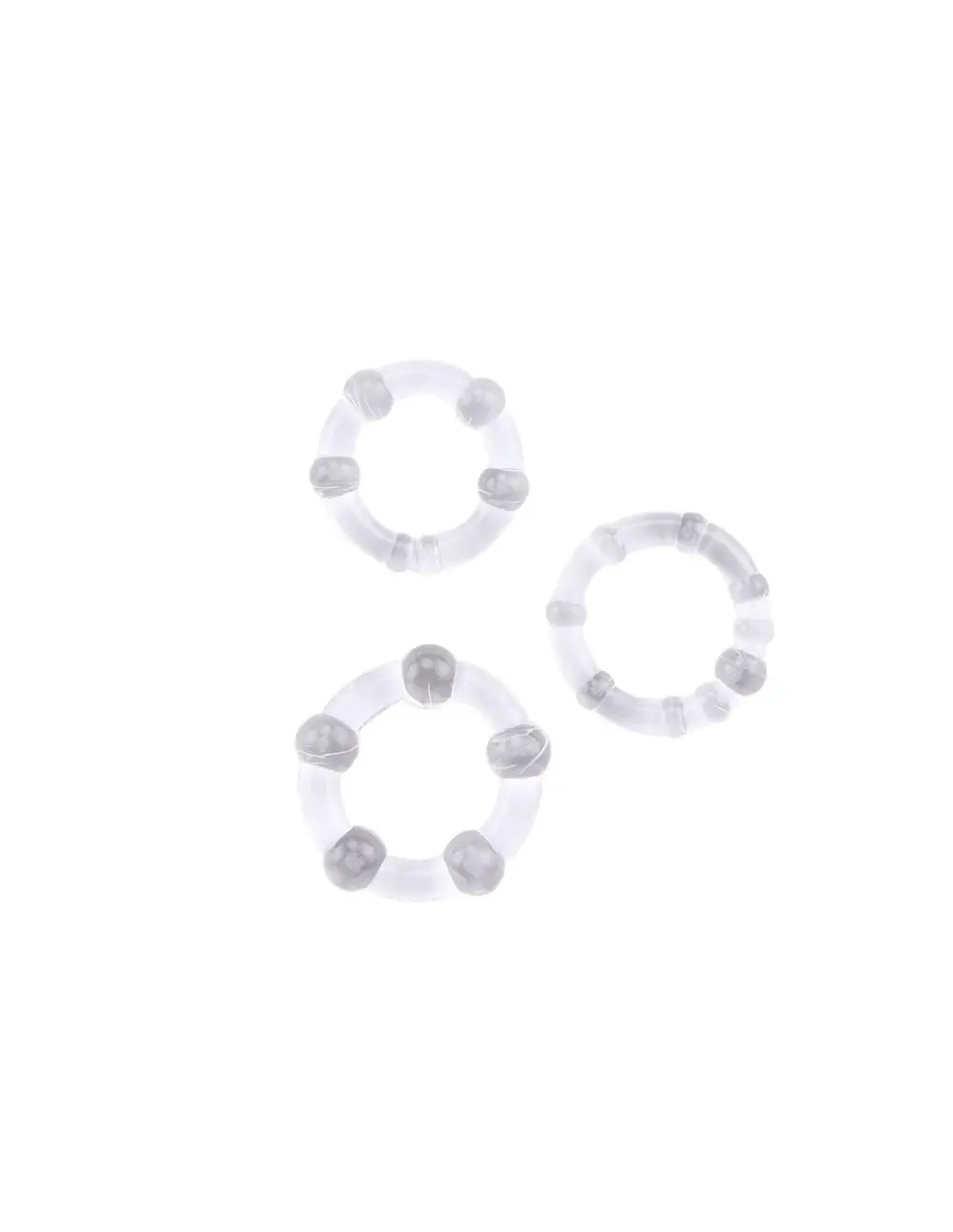 Set 3 anelli fallici con rilievi stimolanti beaded cockrings trasparenti, foto 1