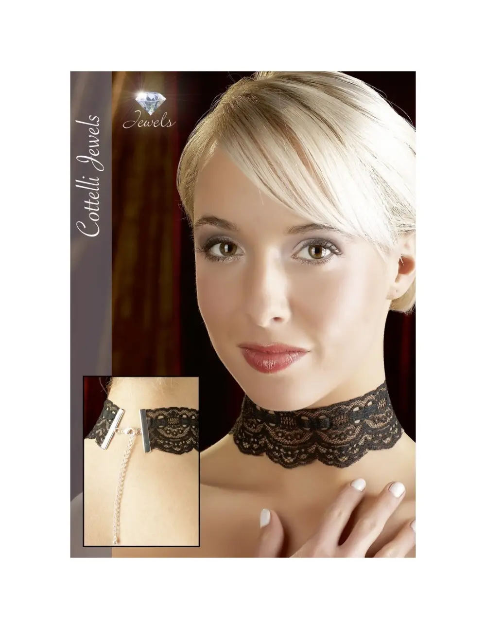 Collana in pizzo nero con chiusura a catenina