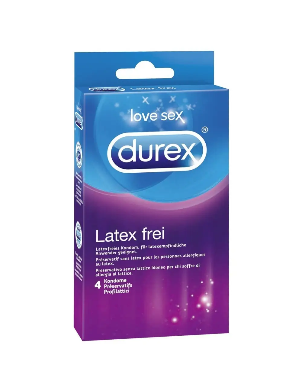 Profilattici senza lattice Durex no latex, 4 pezzi