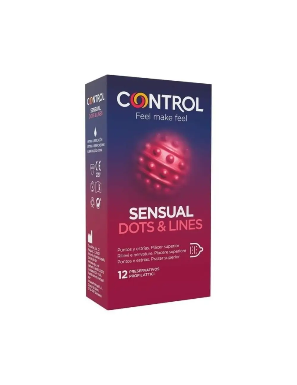 Profilattici Control Sensual Dots lines, 12 pezzi