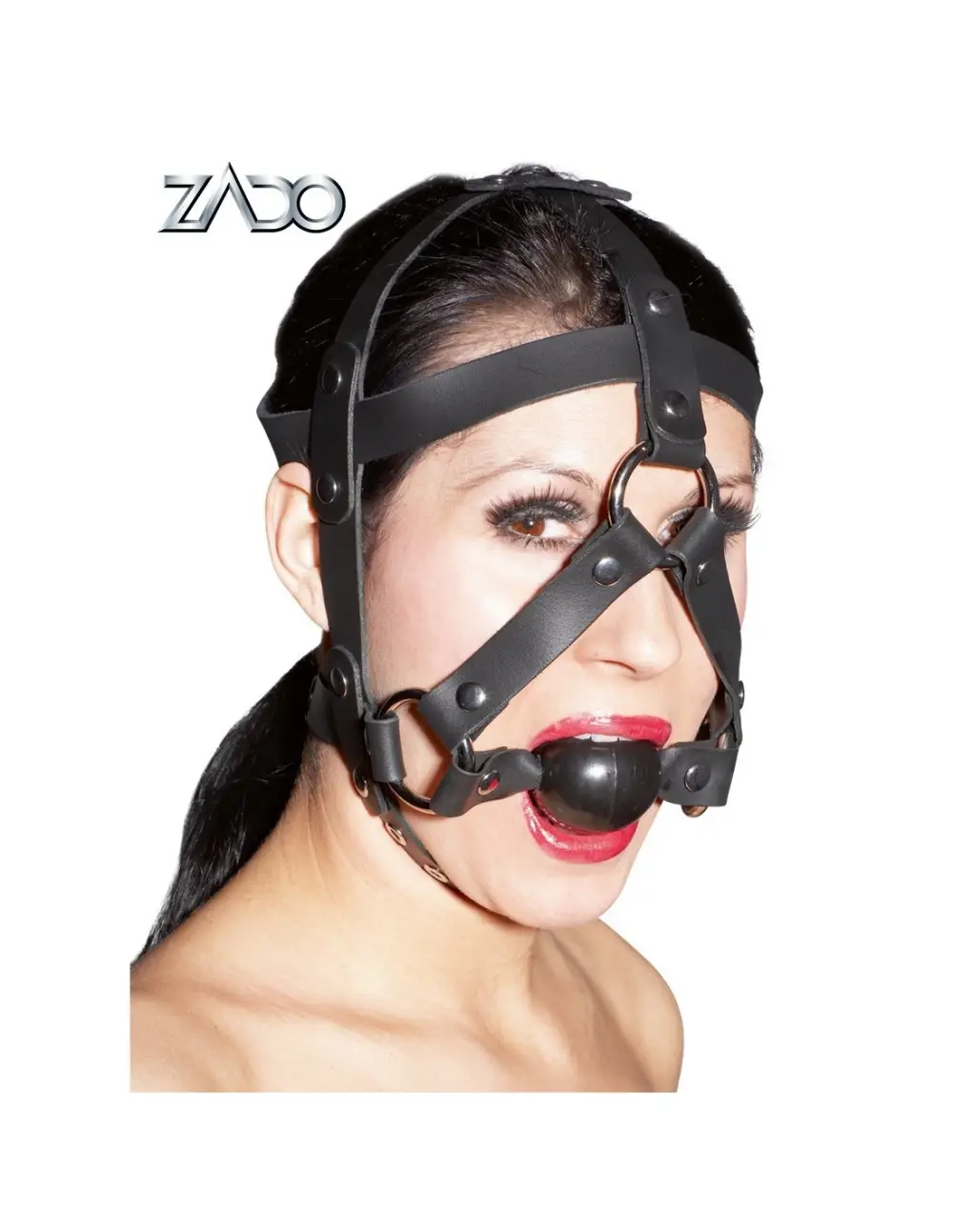 Maschera con cinghie e bavaglio ball gag Zado
