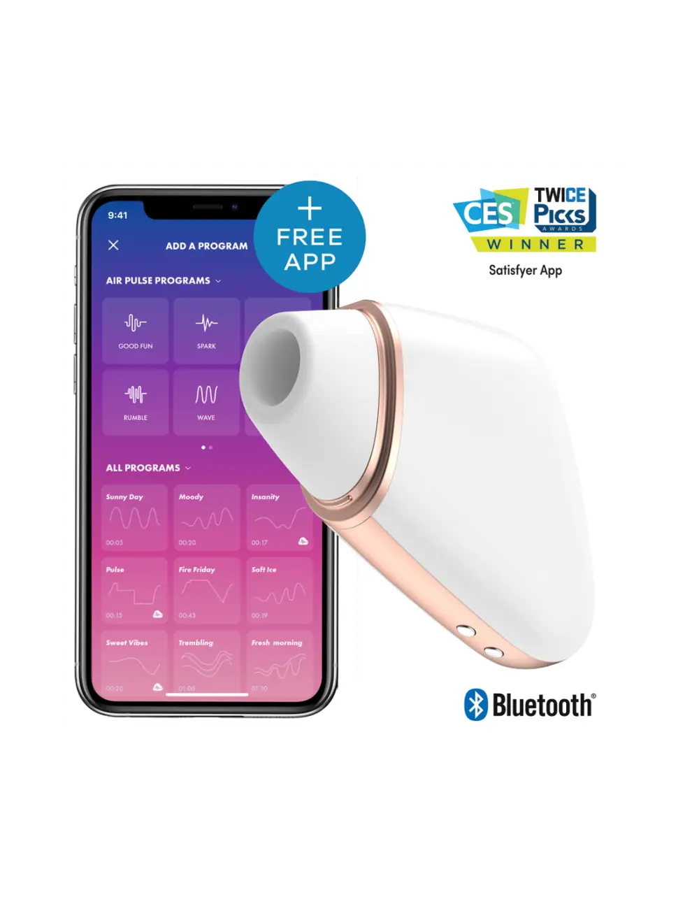 Stimolatore clitoride, Satisfyer connect, love triangle, white Gold, foto 1